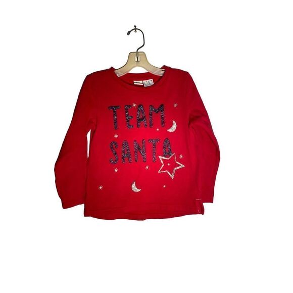 Bob’s girls team Santa red Christmas sweatshirt size 5/6 - Picture 3 of 4